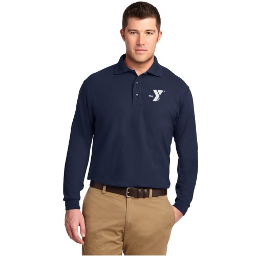 Mens Silk Touch™ Long Sleeve Polo - EMBROIDERED LOGO