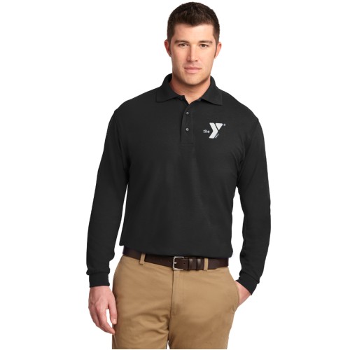 Mens Silk Touch™ Long Sleeve Polo - EMBROIDERED LOGO