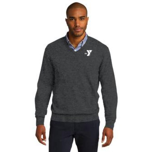 Men's V-Neck Sweater - Embroidered Y Logo