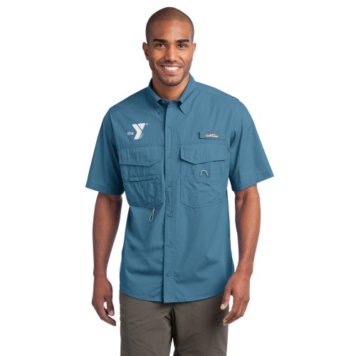 Mens Eddie Bauer® - Short Sleeve Fishing Shirt- Embroidered Y Logo