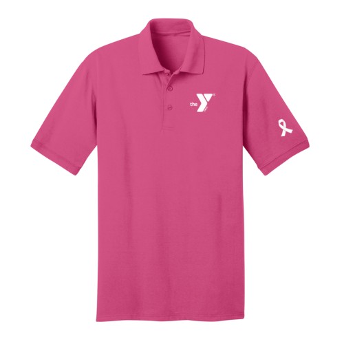 Adult 5.5-Ounce Jersey Knit Polo - Sleeve Ribbon Print w/ Y Logo Selection