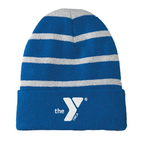 Striped Beanie with Solid Band w/ Embroidered YMCA Logo