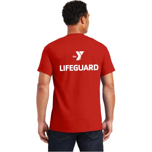 Adult Lifeguard 100% Cotton 5.4 oz Tee Shirt - Y Logo Vertical Lifeguard - w/ Optional Back Print
