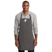 Full-Length Two-Pocket Bib Apron - Screen Printed w/ a YMCA Logo