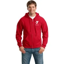 Preschool Sites-Adult Hooded Full Zip Sweat Shirt - Left Chest Y Preschool w/ STAFF Back