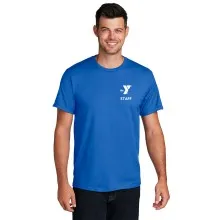 Adult Crew Neck Ring Spun Cotton T-Shirt - Left Chest Y Staff w/ STAFF Back