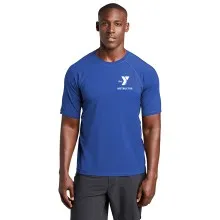 Unisex Short Sleeve YMCA Royal Blue Rashguard - Left Chest Y Logo INSTRUCTOR w/ INSTRUCTOR BACK