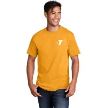 Adult 5.4oz 100% Cotton Tee  - Left Chest Y Logo w/ COACH Back