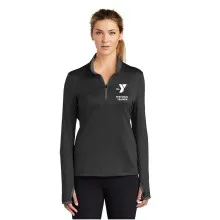Ladies Nike Dri-FIT Stretch 1/2-Zip Cover-Up (Black) - Embroidered w/ Left Chest Y Logo Personal Trainer