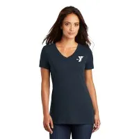 Ladies Perfect Weight™ V-Neck Tee - Screen Printed w/ Left Chest Y Logo